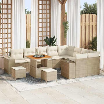 vidaXL Tuin Sofa Set 12 st 9-Aantal zitplaatsen Beige en, Verzenden, Nieuw, 2 zitplaatsen