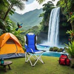 Kampeerstoel gestoffeerd - blauw, Set van 4, Caravans en Kamperen, Kampeeraccessoires, Verzenden, Nieuw