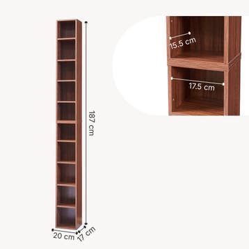 CD rek Tynset met 10 open vakken 187x20x17 cm walnootkleurig, Verzenden, Nieuw