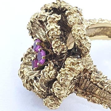 Ring - 18 karaat Geel goud - 0.16ct. tw. Robijn, Nieuw