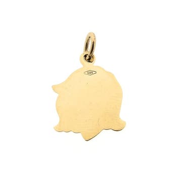 Gouden hanger van een meisjes kinderkopje (Hanger of bedel), Ophalen of Verzenden, Gebruikt, Goud, Overige merken