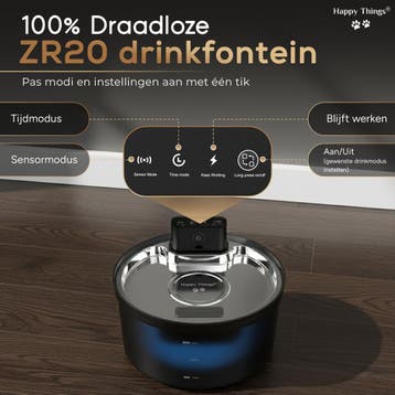 Happy Things® ZR20 Draadloze Drinkfontein met Sensor – 3.2L, Ophalen of Verzenden, Zo goed als nieuw