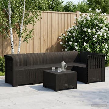 vidaXL 5-Zits Tuin Sofa Rattan Look PP Antraciet, Verzenden, Nieuw