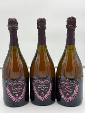 2009 Dom Pérignon - Champagne Brut, Rosé - 3 Flessen (0.75, Verzamelen, Nieuw
