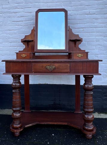 antiek Engels mahonie kaptafel, 92 cm breed