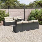vidaXL Tuin Sofa Set met kussen 7 pcs Zwart en crème poly, Tuin en Terras, Tuinsets en Loungesets, Verzenden, Nieuw, Rotan, 7 zitplaatsen