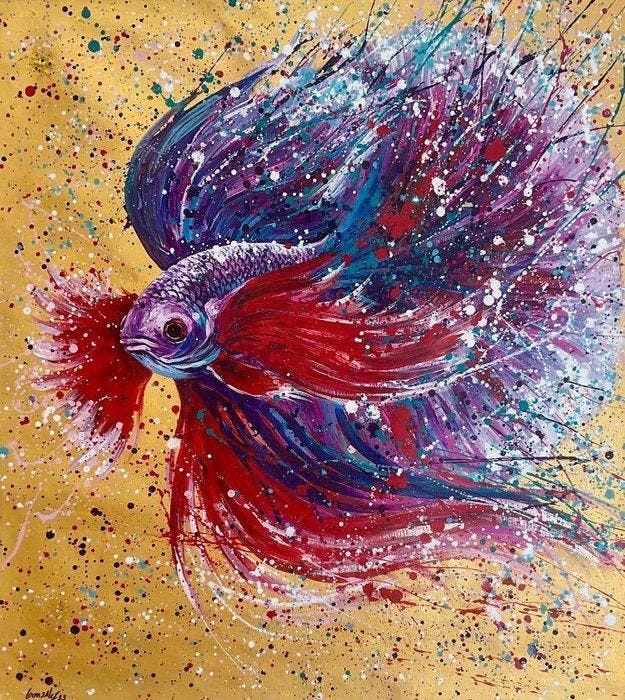 Yadiel G. - Esplendor del pez Betta, Antiek en Kunst, Kunst | Schilderijen | Modern