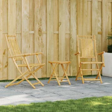 vidaXL 3-delige Bistroset bamboe, Verzenden, Nieuw, Hout