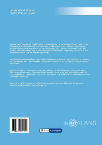 Module BKB Elementair boekhouden in Balans 9789462872011, Boeken, Verzenden, Zo goed als nieuw, Sarina van Vlimmeren