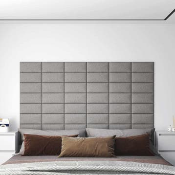 vidaXL Wandhoofdbord 12 st 30 x 15 cm Lichtgrijs Stof, Doe-het-zelf en Verbouw, Platen en Panelen, Verzenden, Nieuw