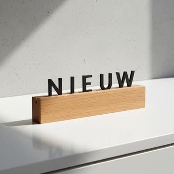 Oacklux Kana Letterhouder Eikenhout 200 mm - Zwarte letters, Nieuw in verpakking