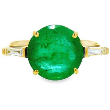 Ring - 14 karaat Geel goud - 3.09ct. tw. Smaragd - Diamant -, Nieuw