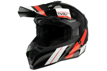 Helm Vito Crosshelm Tivoli glans zwart / rood wit, Fietsen en Brommers, Brommerhelmen, Ophalen of Verzenden, Nieuw, Vito