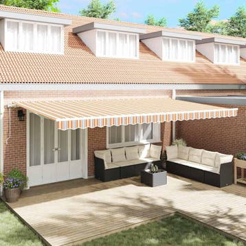 vidaXL Uitschuifbare luifel Meerkleurig 600 × 300 cm Stof en, Verzenden, Nieuw