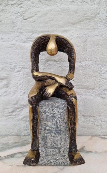 Beeldje - Emotioneel kunstwerk - abstracte rouw - Brons, Antiek en Kunst