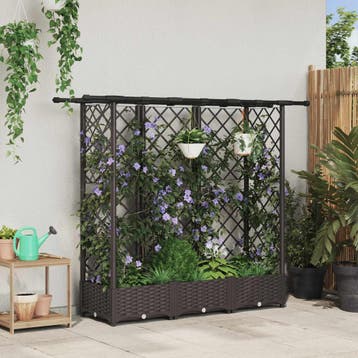 vidaXL Verhoogd Bed met Trellis en Dak Bruin 164 x 40 x 121, Verzenden, Nieuw, Minder dan 60 cm, 60 cm of meer