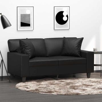 vidaXL Sierkussens 2 st 40x40 cm kunstleer zwart, Verzenden, Nieuw, Zwart