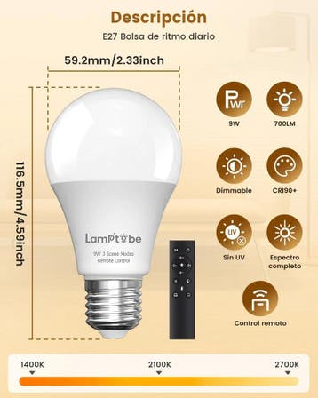 E27 LED Gloeilamp Dimbaar Met Afstandsbediening, 9W Amber..., Verzenden, Nieuw
