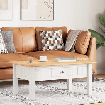 Woonkamertafel Wit - 100cm | Tweedekansje | OP=OP, Gebruikt, 100 tot 150 cm, Klassiek, Grenenhout