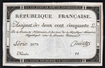 France Assignat Über 250 Livres 7 Vendemiaire Lan 2 Nat.., Verzenden