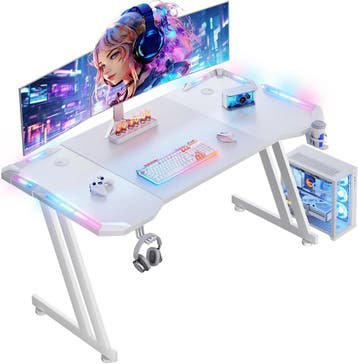 Gaming bureau - Gaming desk - Gaming tafel - 140x60 cm - Wit, Huis en Inrichting, Bureaus, Verzenden, Zo goed als nieuw