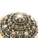 Antiek gouden broche met roos geslepen diamanten; ca. 0,2..., Gebruikt, Overige kleuren, Ophalen of Verzenden, Met edelsteen