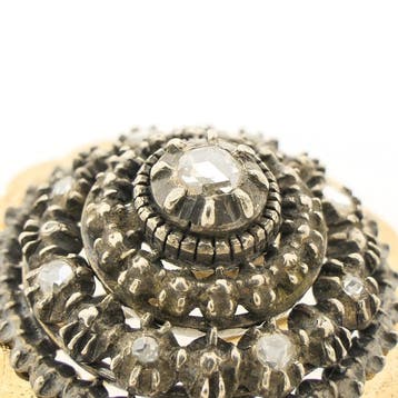 Antiek gouden broche met roos geslepen diamanten; ca. 0,2..., Gebruikt, Ophalen of Verzenden, Met edelsteen, Goud