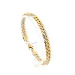 Tricolor gouden gourmet schakelarmband, Ophalen of Verzenden, Gebruikt, Overige kleuren, Goud