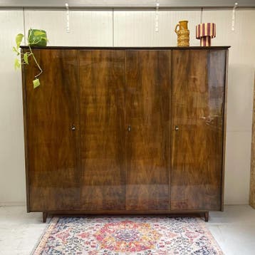 Vintage midcentury kledingkasten gerestaureerd jaren 60 hout, Gebruikt, Overige materialen, 150 tot 200 cm, 50 tot 75 cm