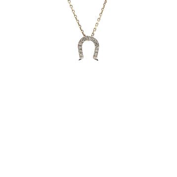 Witgouden hanger hoefijzer met diamant 14 karaat, Verzenden, Zo goed als nieuw, Goud