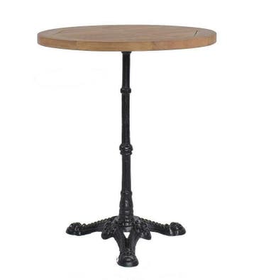 Terrastafel teakhout gietijzer rond 60 cm, Ophalen of Verzenden, Nieuw, Rond, Hout