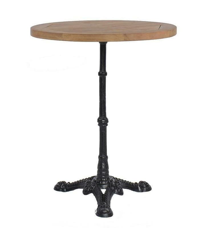 Terrastafel teakhout gietijzer rond 60 cm, Tuin en Terras, Tuintafels, Nieuw, Hout, Rond, Ophalen of Verzenden