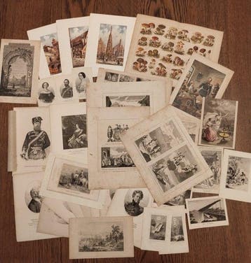 Onbekende kunstenaar - Large Collection of 34 Antique Prints