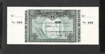 Spanje. - 100 Pesetas 1937 - Banco de España, Bilbao - Con