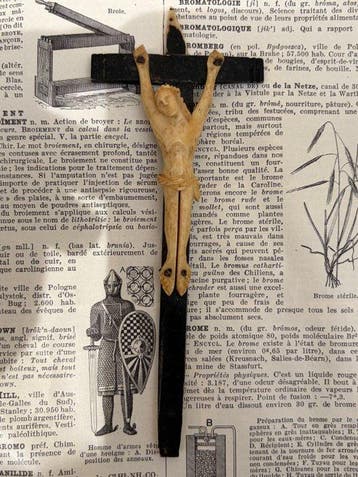 Crucifix - Hout, Been - 1800-1850 - Zeldzaam antiek