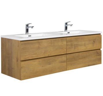 Badkamermeubel Set Angela 160cm Eiken Badmeubel, Verzenden, Nieuw, Wastafelkast