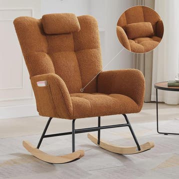 Zachte Bouclé Babymassage Schommelstoel - Gestoffeerde Faute, Huis en Inrichting, Stoelen, Verzenden, Nieuw