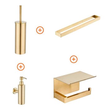 Toilet accessoires set Mat goud exclusief met beugel en, Verzenden, Nieuw