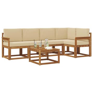 vidaXL Buiten bankenset met kussen 6 pcs Natuurlijk en Beige, Verzenden, Nieuw