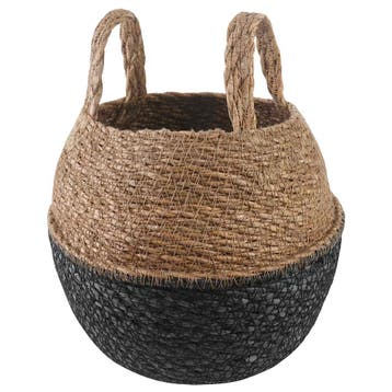 vidaXL Plantenpot met handvatten Zwart Ø 22 x 20 cm 100%, Verzenden, Nieuw, Minder dan 30 cm