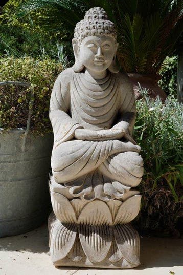 Beeld, Buddha Antico in Pietra Naturale – Grande Scultura
