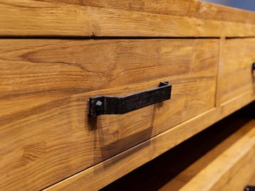 Badkamermeubel teak 200x45x85cm | Naturel | Op voorraad, 150 tot 200 cm, Nieuw, Ophalen of Verzenden, Minder dan 100 cm