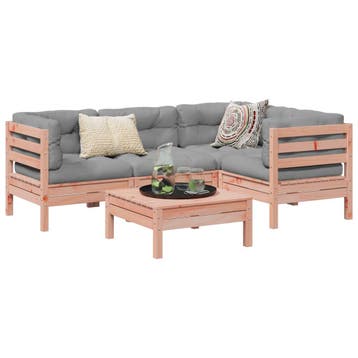 vidaXL 5-delige Loungeset met kussens massief douglas, Verzenden, Nieuw, Loungeset
