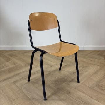 schoolstoel / kantinestoel zithoogte 44 cm, blauw - beuken, Huis en Inrichting, Stoelen, Gebruikt, Blauw, Ophalen of Verzenden