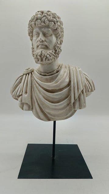 sculptuur, Busto di Marco Aurelio - 43 cm - marmerpoeder