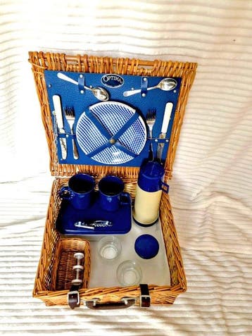 Optima - Picknickmand - Rattan - Vintage picknickmand voor 2