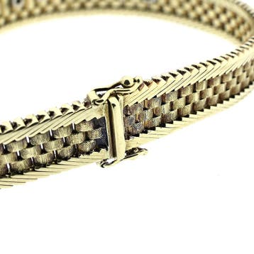 Gouden armband met diamant; 0,27 ct. | 19 cm, Gebruikt, Ophalen of Verzenden, Met edelsteen, Goud