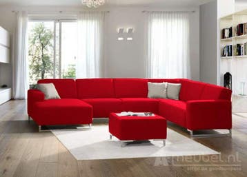 U-Bankstel Kerkdriel - u-banken - Rood, Nieuw, 150 cm of meer, Stof, 200 tot 250 cm