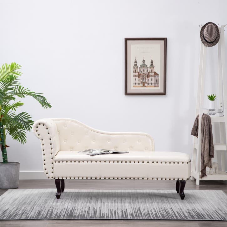 vidaXL Chaise longue kunstleer crèmewit, Huis en Inrichting, Banken | Sofa's en Chaises Longues, Nieuw, Verzenden
