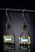 Topaas - Zilver - Oorbellen - Dual Gem